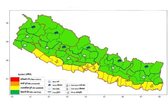 आजको मौसम : तराईमा हावाहुरी, केही ठाउँमा चट्याङसहित वर्षा