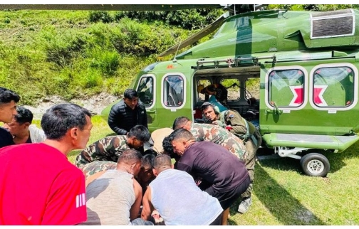 रसुवा बाढी : हेलिकप्टरमार्फत सेनाले गर्यो ८८ जनाको उद्धार