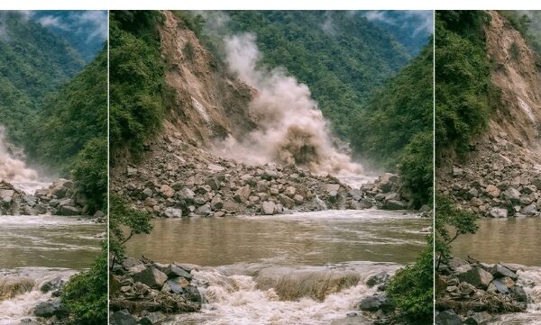 पहिरो खसेर थुनिएको किम्रुङ खोलाको बहाब खुल्यो, खोला साविककै अवस्थामा बग्न थाल्यो